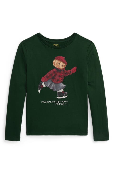 Kids' Polo Bear Long Sleeve Cotton Graphic T-Shirt (Big Kid)