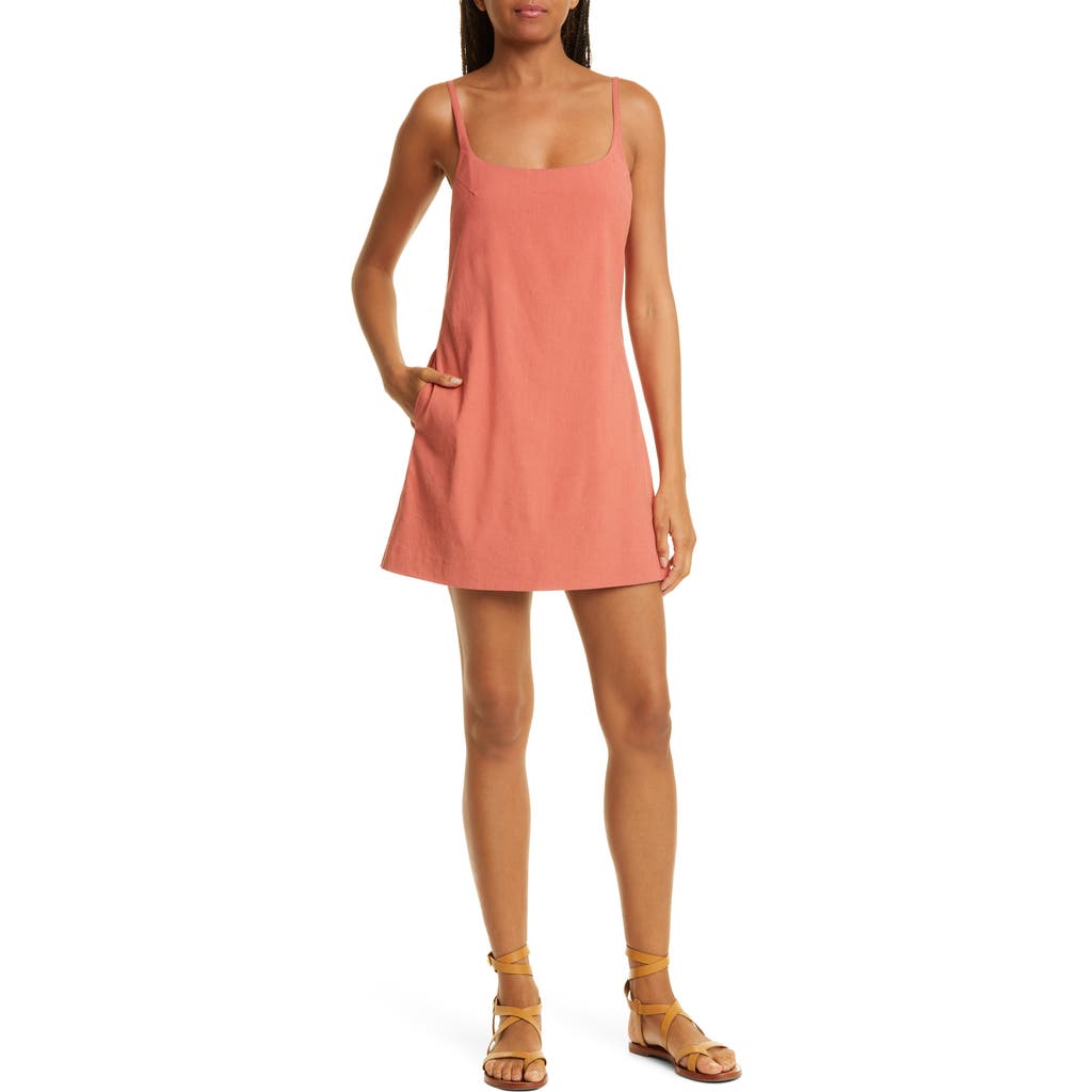 Rebecca Taylor Stretch Linen Blend Skirted Romper In Red