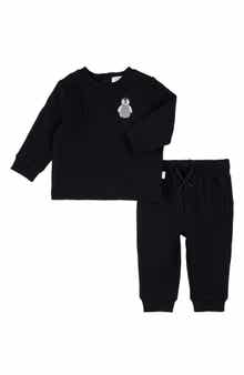 FIRSTS by Petit Lem Baby Penguin Rib Sweatshirt & Joggers Set