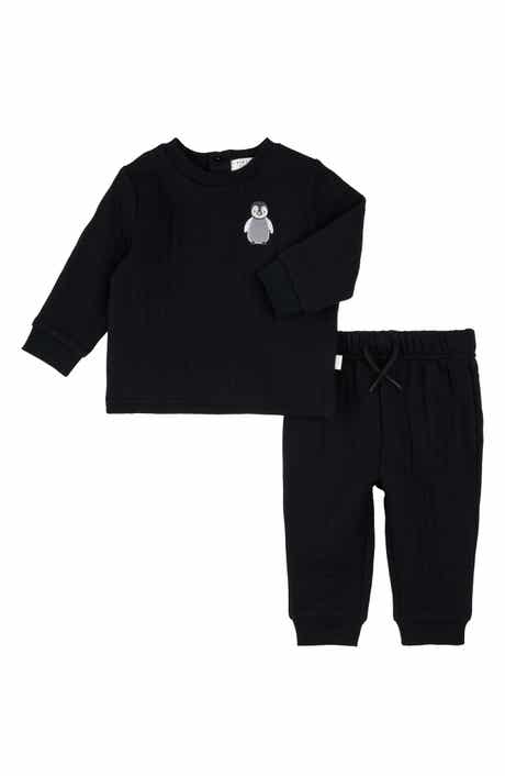 FIRSTS by Petit Lem Baby Penguin Rib Sweatshirt & Joggers Set