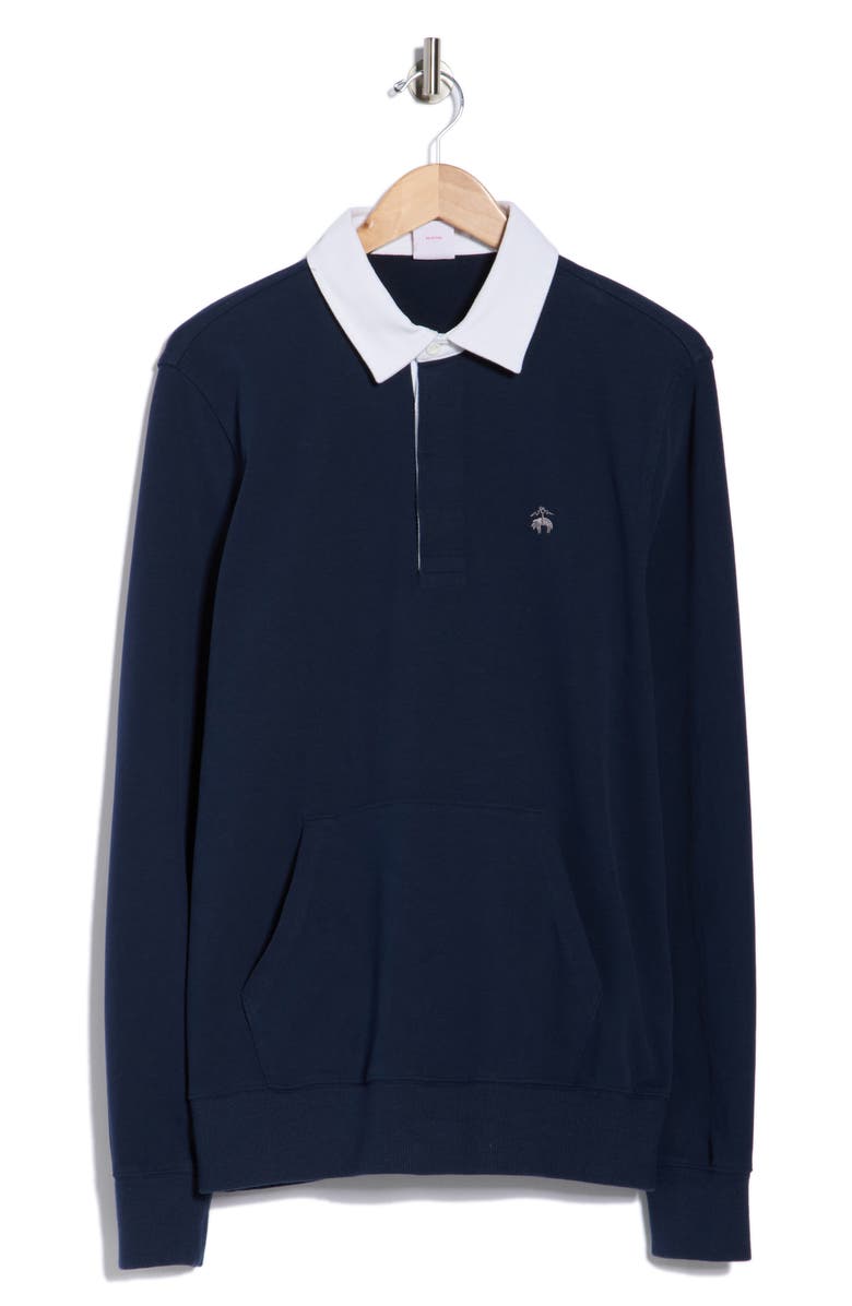 Brooks Brothers Long Sleeve Cotton Polo, Alternate, color, Navy Blazer