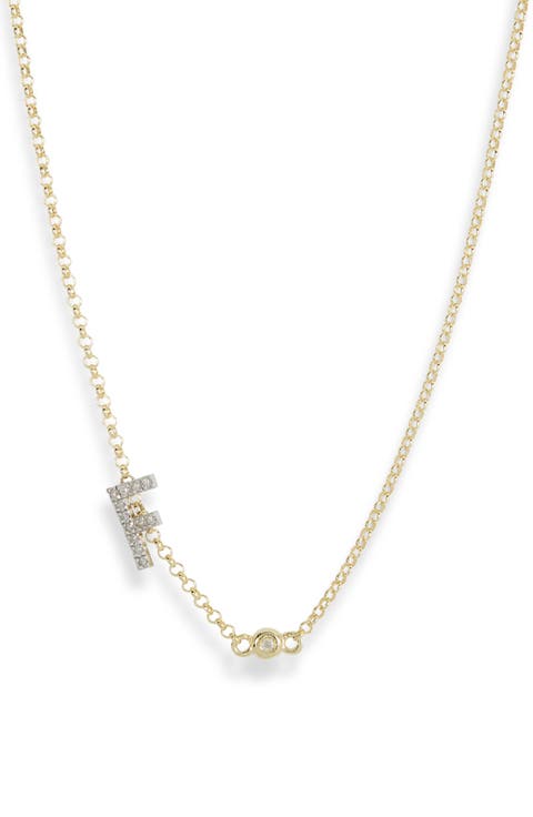 Bezel Diamond Initial Chain Necklace - 0.2ct.