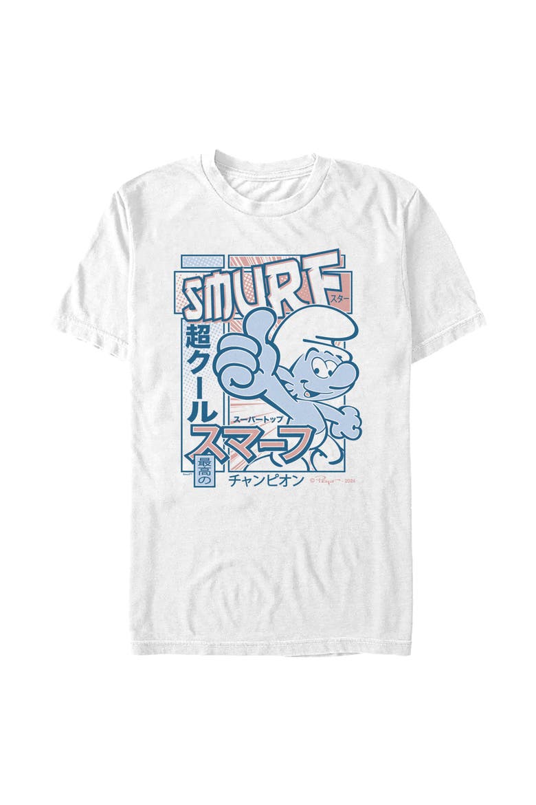 Men's The Smurfs Thumbs Up Poster  Graphic T-Shirt, Alternate, color, White
