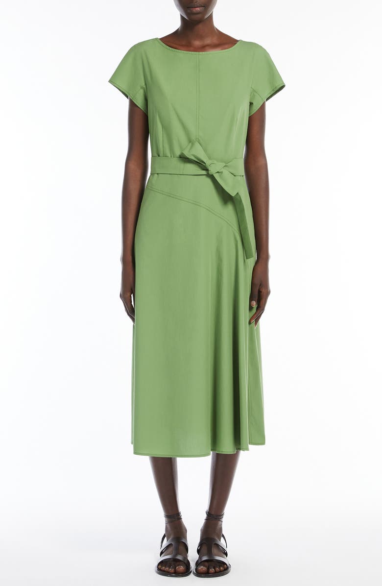 Weekend Max Mara Magma Tie Belt Cotton Midi Dress, Main, color, 