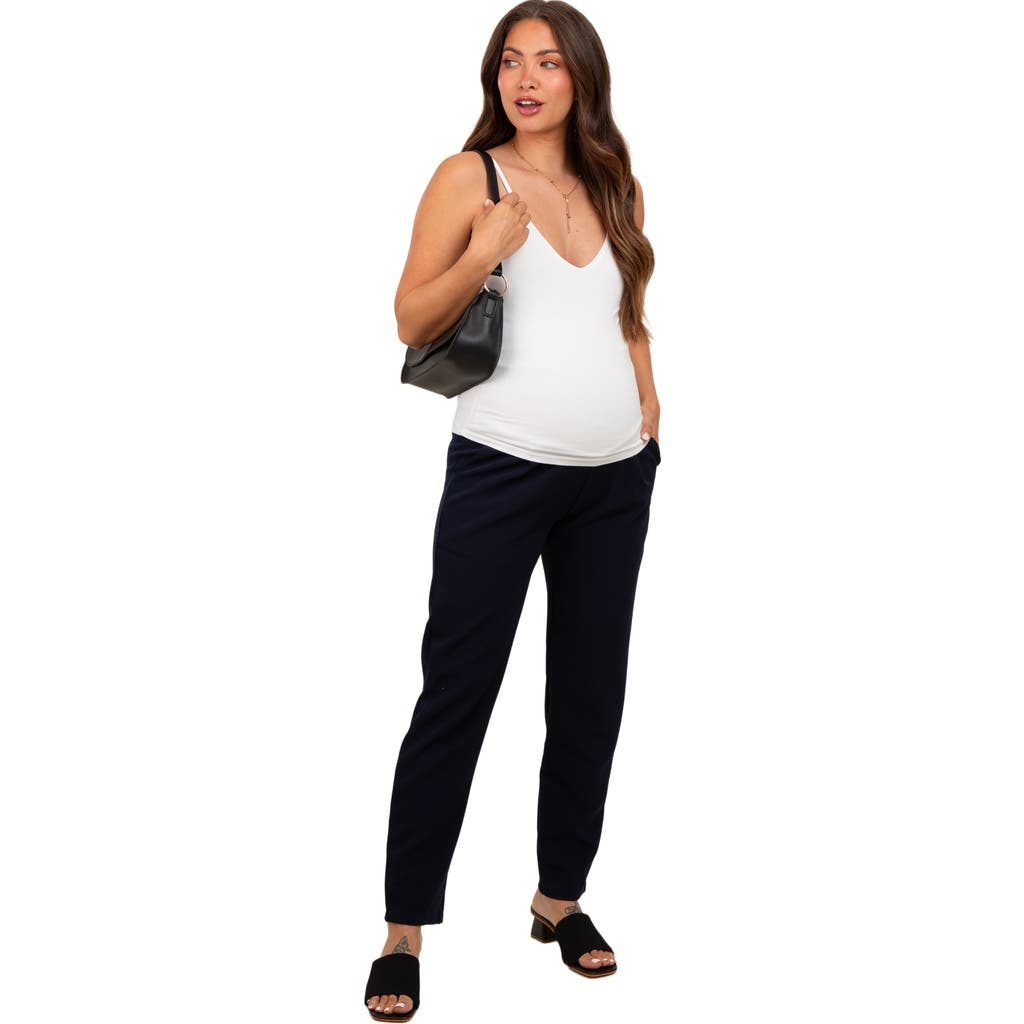 PinkBlush Pleated Relax Fit Maternity Pants in Navy Blue at Nordstrom, Size Medium