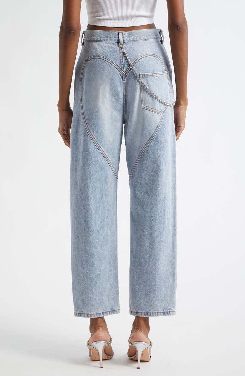 Area Slit Straight Leg Jeans with Crystal Chain, Alternate, color, Light Blue