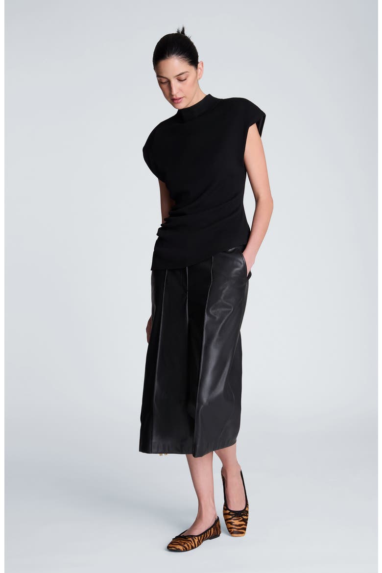 Asymmetrical Mock Neck Sweater, Alternate, color, BLACK