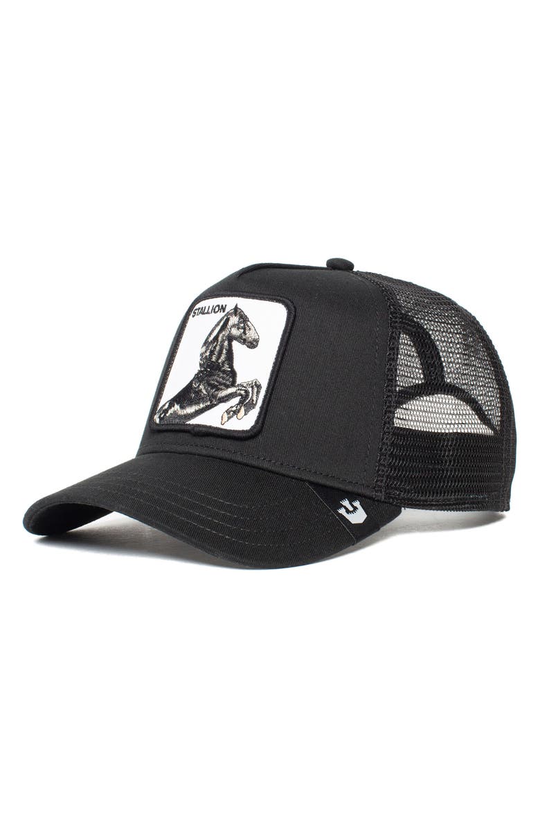 Goorin Bros. The Stallion Patch Trucker Hat, Main, color, Black