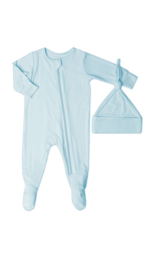 Everly Grey Jersey Long Sleeve Footie & Hat Set In Blue