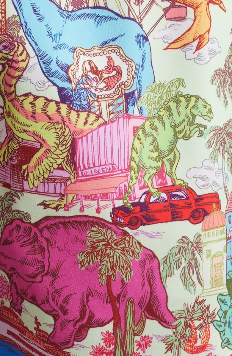 Boardies Dino Takeover Mid Length Swim Trunks, Alternate, color, Blue Multi