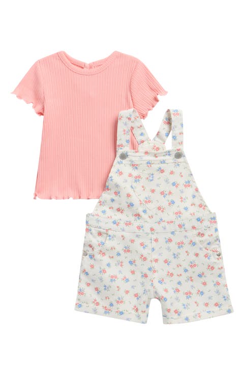 Kids' Floral Denim Shortalls & Short Sleeve Shirt Set (Toddler)
