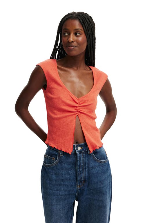 Cotton On Chelsea Open Front Top In Coral Crush