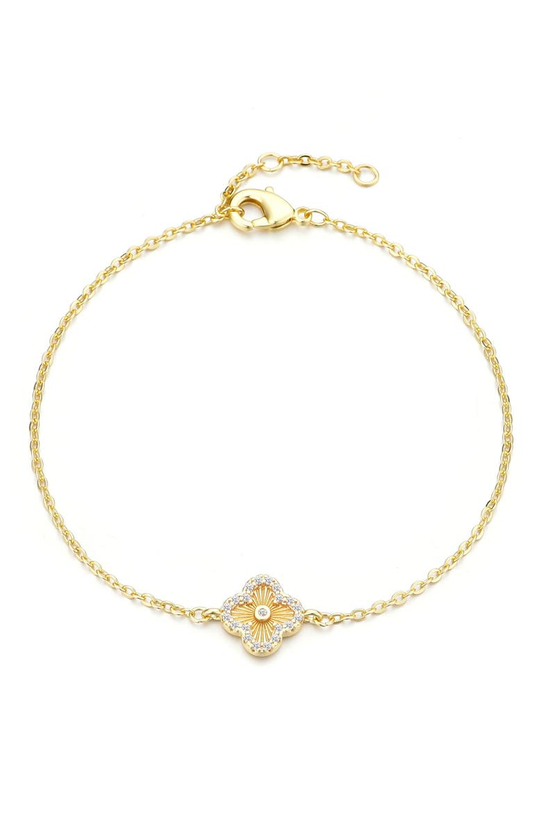 Pavé CZ Clover Charm Bracelet, Main, color, GOLD