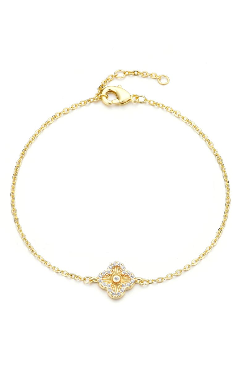 Adornia Pavé CZ Clover Charm Bracelet, Main, color, Gold