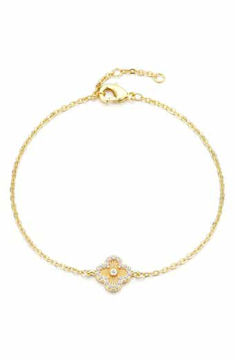 Adornia Pavé CZ Clover Charm Bracelet