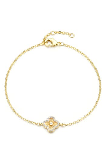 Adornia Gold Cubic Zirconia Button Clover Halo Bracelet In Gold