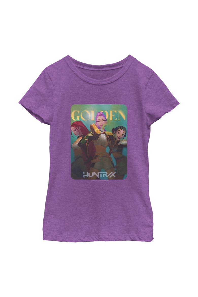 Girls KPop Demon Hunters Huntrix Golden Photocard T Shirt, Main, color, Purple Berry