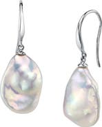 The Pearl Source 12mm White Freshwater Baroque Pearl Savanah Earrings