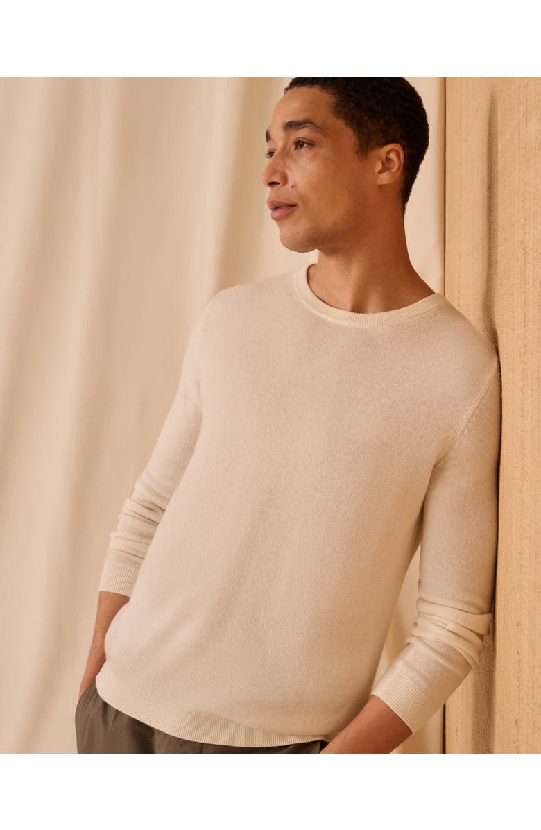 Onia Fine Cotton Knit Long Sleeve Crewneck Sweater, Alternate, color, Egret