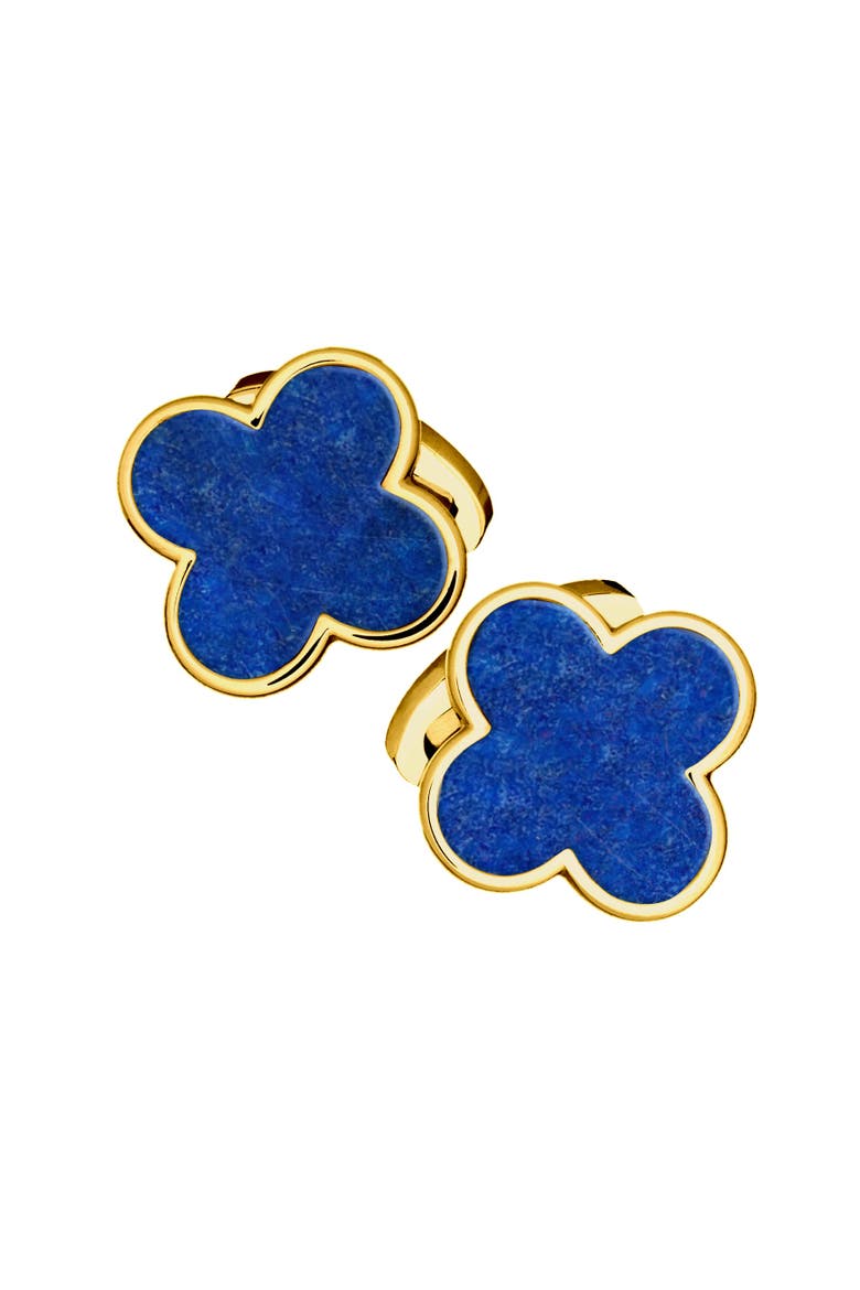 Four Leaf Clover 18K Gold Vermeil Sterling Cufflinks, Main, color, BLUE