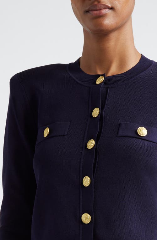 Shop L Agence L'agence Toulouse Crewneck Cardigan In Midnight/gold