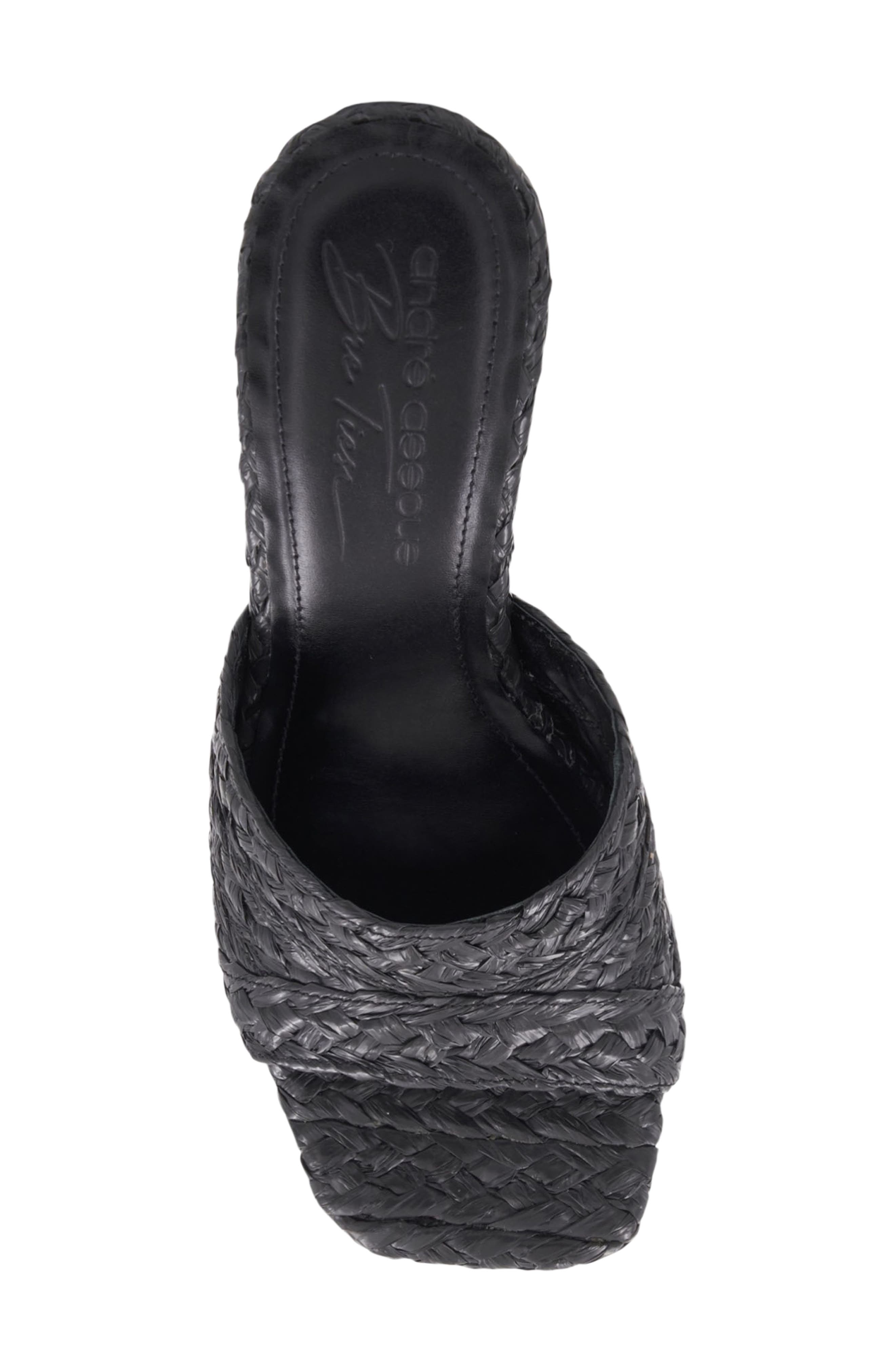 Breana Square Toe Wedge Mule, Alternate, color, BLACK RAFFIA