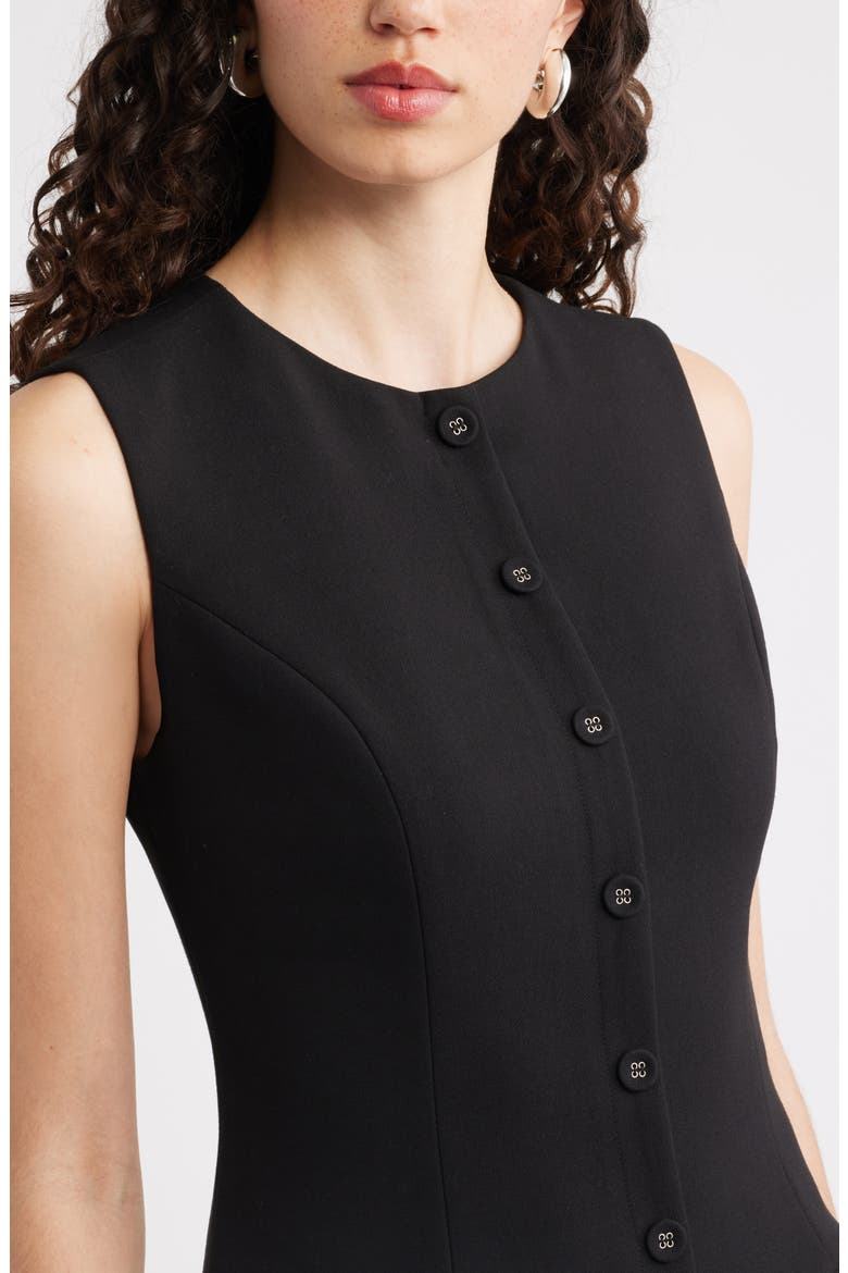 Button Front Sleeveless Minidress, Alternate, color, BLACK