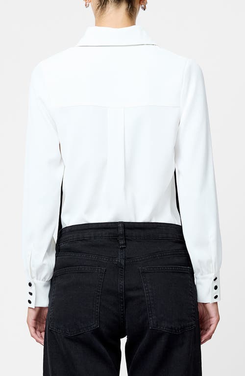 French Connection Quinn Satin Bow Crepe Shirt In Gray