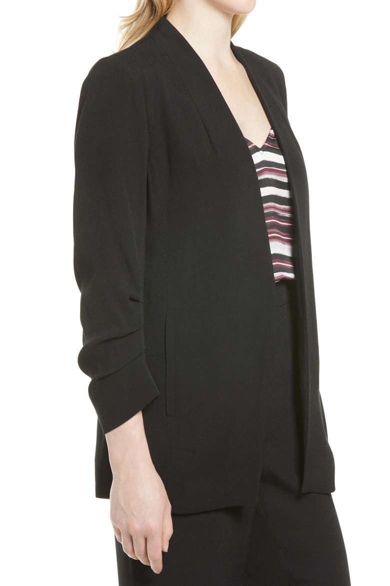 Open Front Long Blazer, Alternate, color, BLACK
