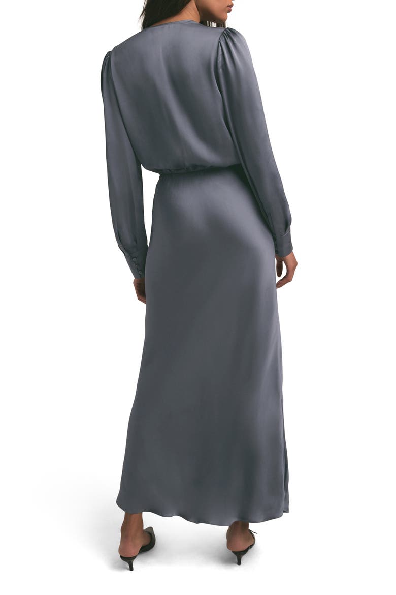 The Nita Long Sleeve Satin Maxi Dress, Alternate, color, DARK SLATE
