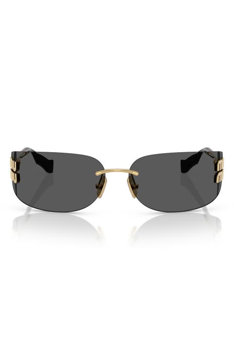 75mm Oversize Rectangular Wrap Sunglasses