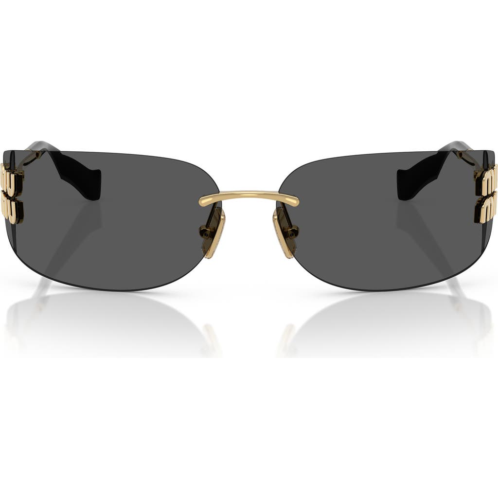 Miu Miu 75mm Oversize Rectangular Wrap Sunglasses In Black