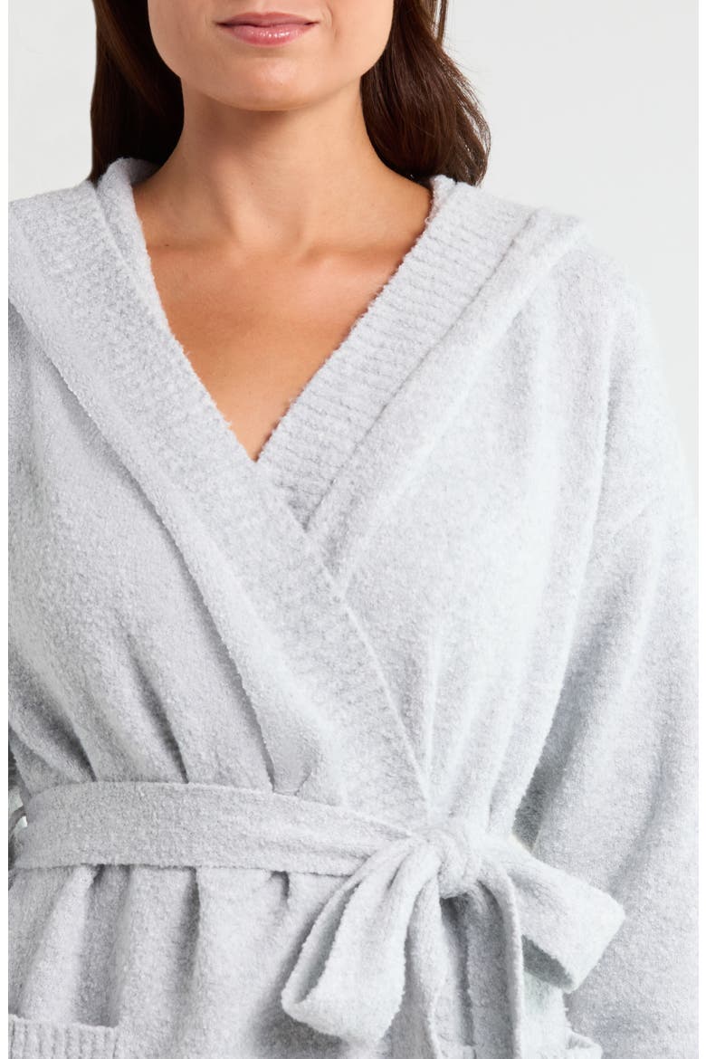 Cloud Soft Hooded Short Robe, Alternate, color, GREY LIGHT HEATHER