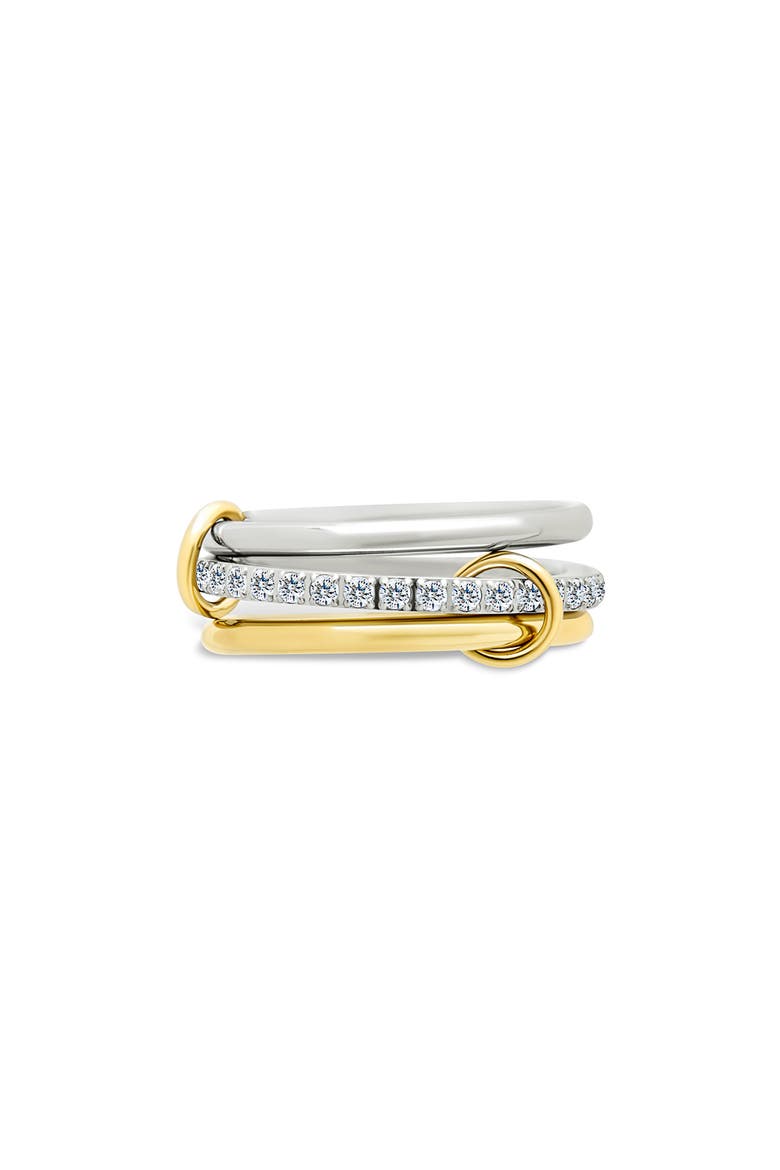 Edda Cubic Zirconia Statement Linked Stacking Ring, Main, color, DUAL TONE