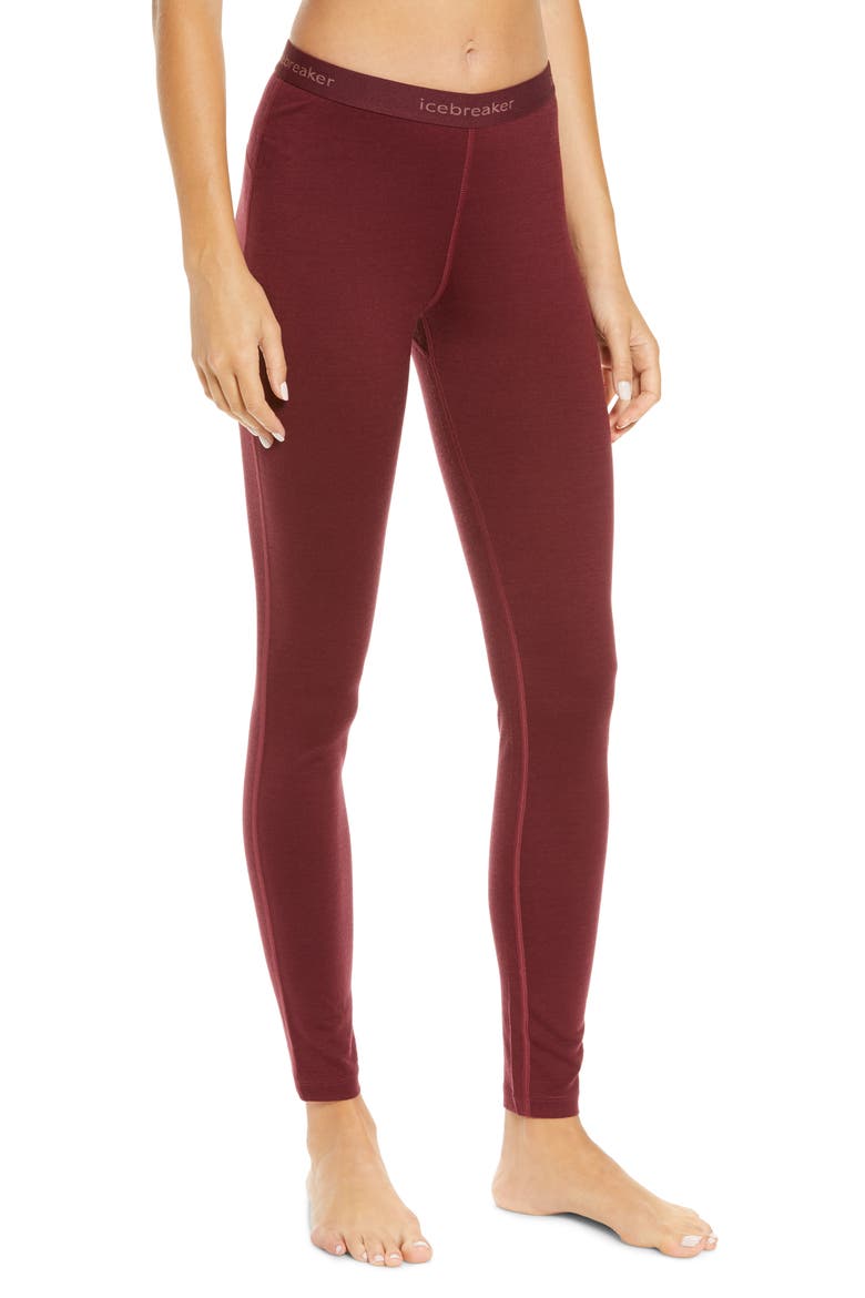 200 Oasis Merino Wool Jersey Base Layer Leggings, Main, color, REDWOOD