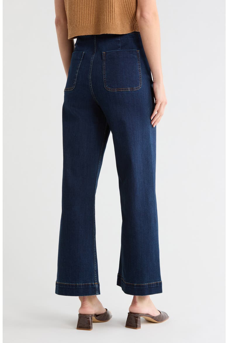Patch Pocket High Waist Wide Leg Jeans, Alternate, color, DARK WASH