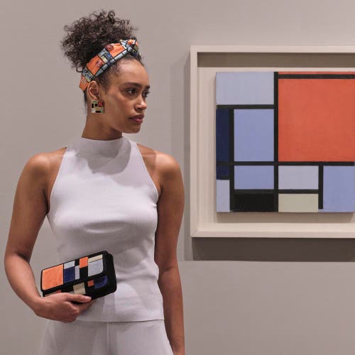 Lele Sadoughi The Met Knotted Mondrian Embroidered Headband In Multi