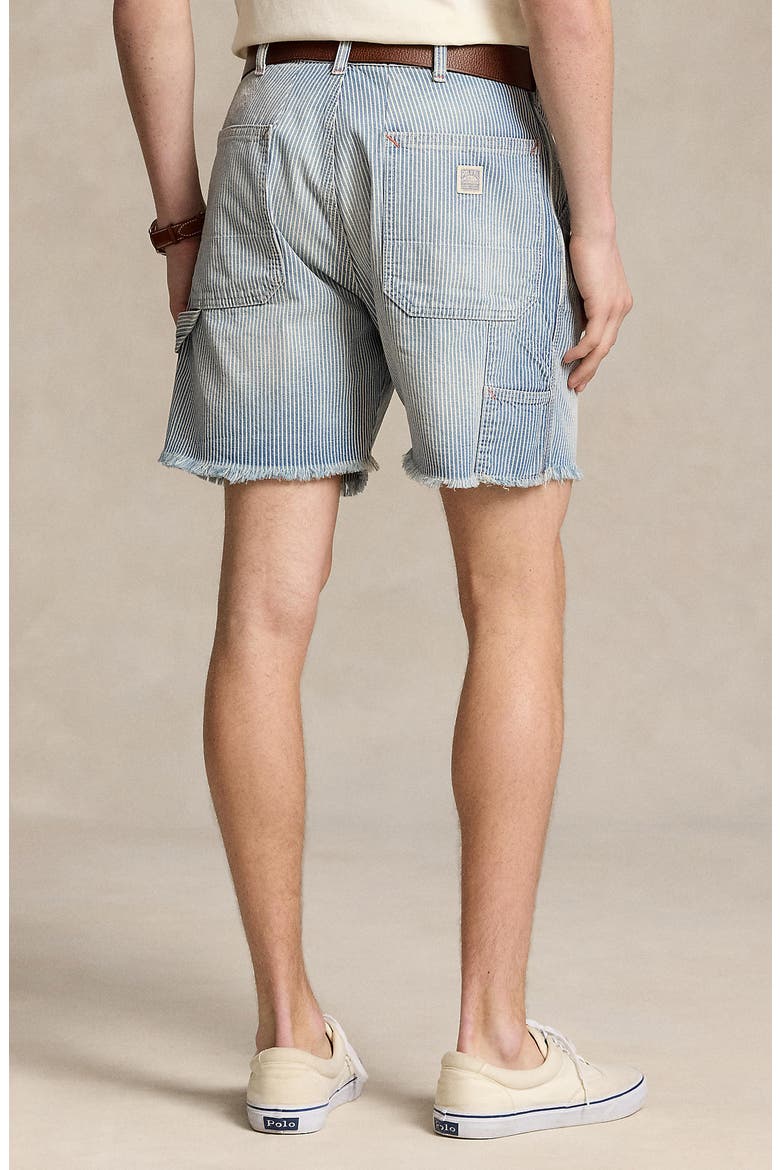 Stripe Cutoff Denim Carpenter Shorts, Alternate, color, CASTELLOW