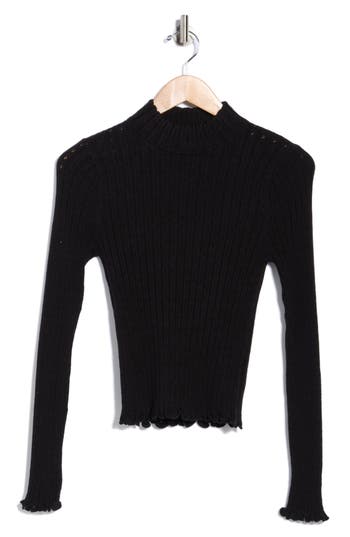 Elodie Pointelle Stitch Top In Black