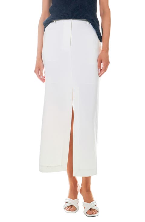 Front Slit Mid Rise Maxi Skirt