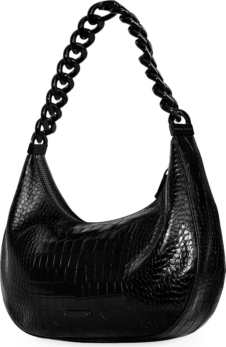 Rebecca Minkoff Julian Croissant Croc Embossed Leather Shoulder Bag, Alternate, color,
