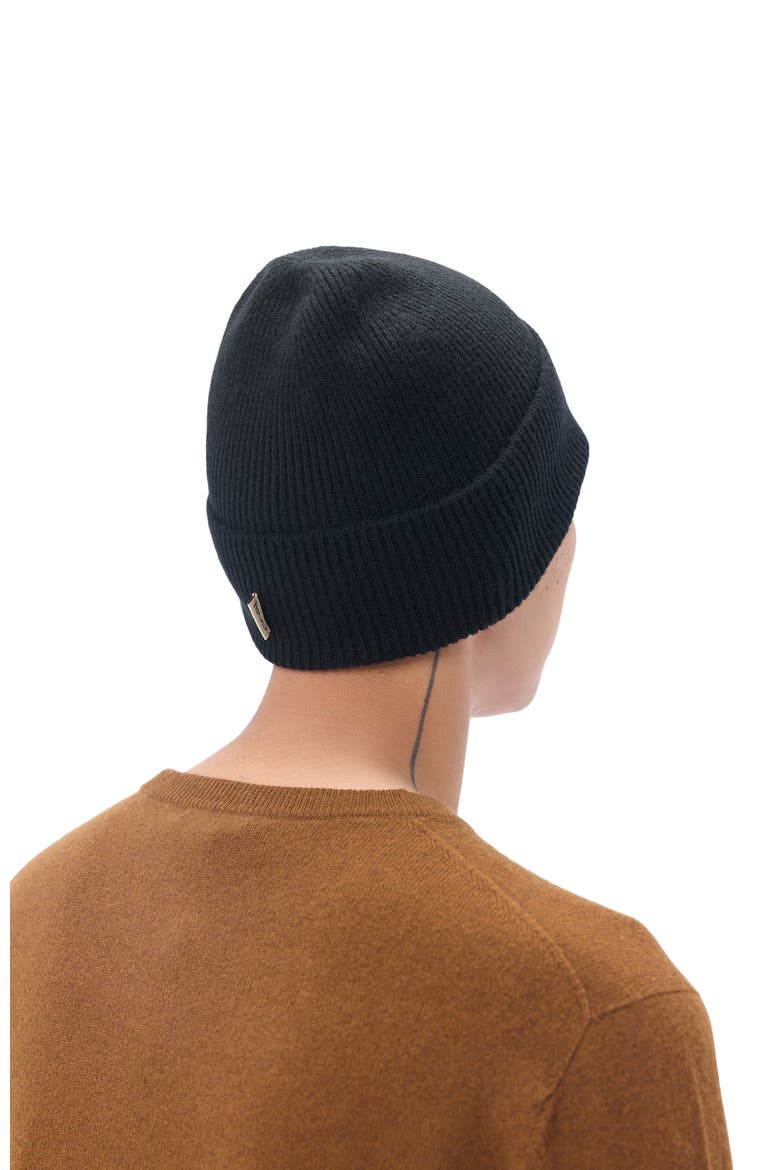 Cashmere Rib Knit Beanie, Alternate, color, black