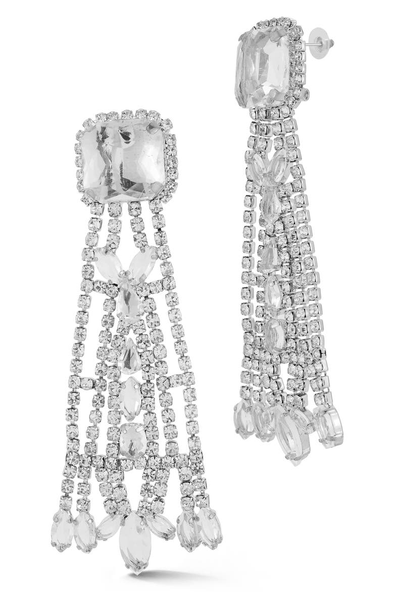Cubic Zirconia Statement Drop Earrings, Main, color, SILVER