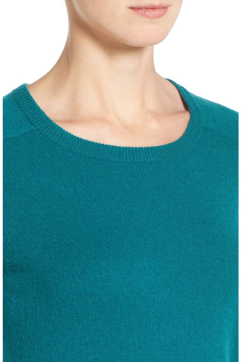 Crewneck Lightweight Cashmere Sweater, Alternate, color, TEAL GREEN