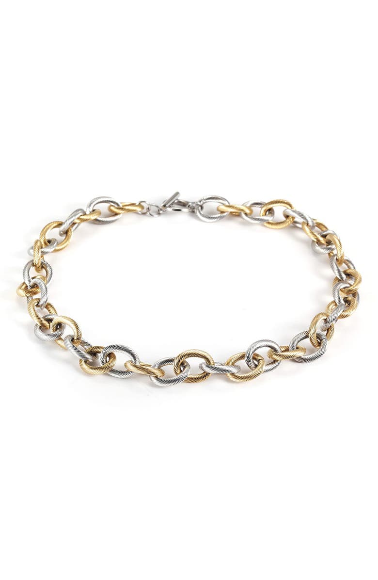 Jane Basch Designs Two-Tone Cable Chain Necklace, Main, color, 