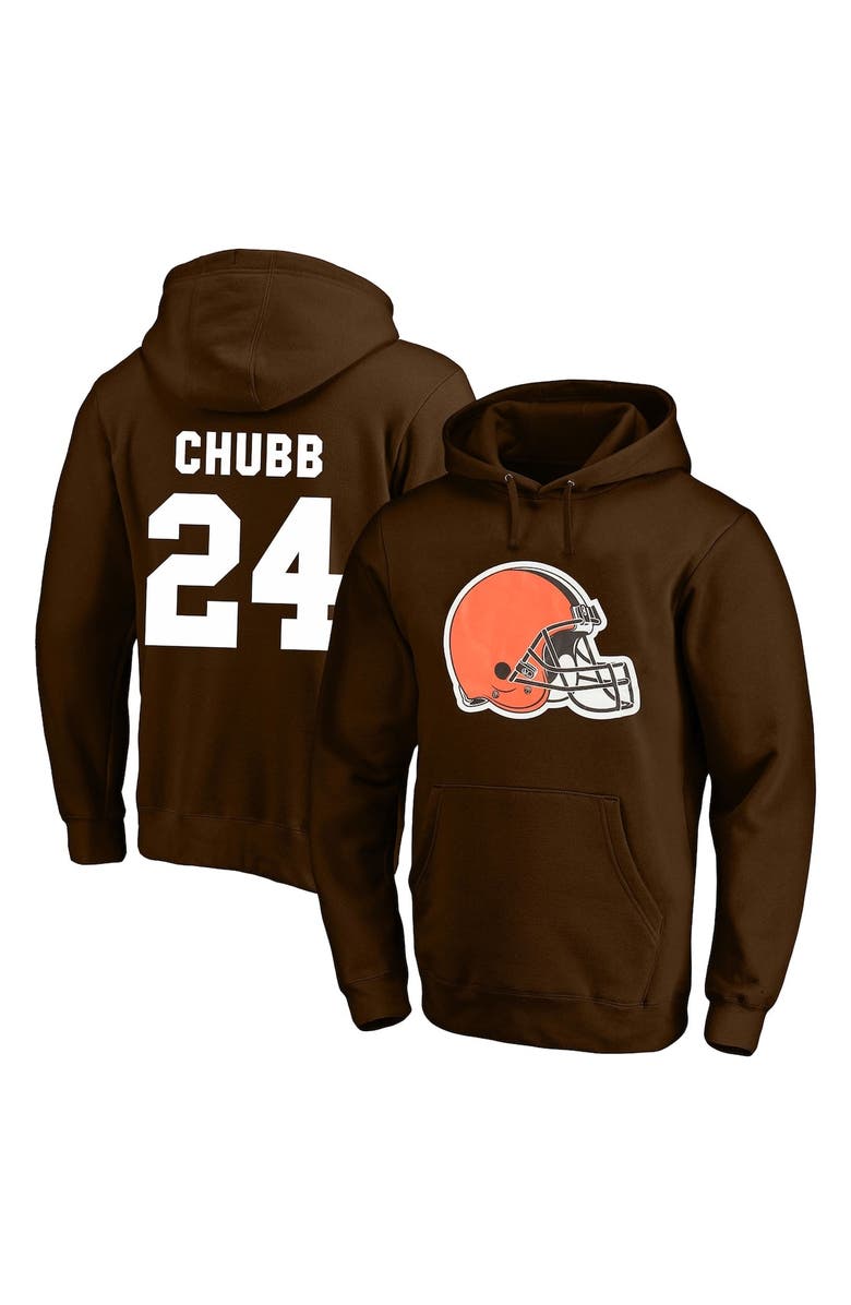 PROFILE Men's Fanatics Branded Nick Chubb Brown Cleveland Browns Big & Tall Fleece Name & Number Pullover Hoodie, Alternate, color, 