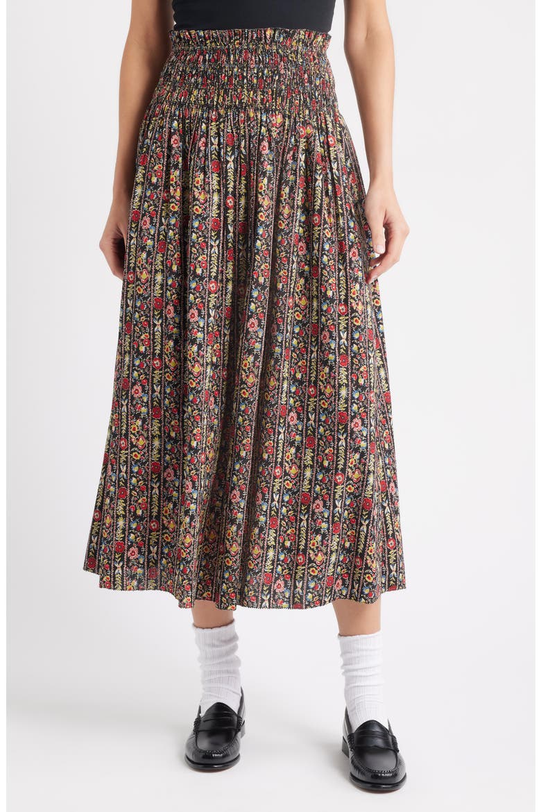 The Canary Floral A-Line Midi Skirt, Main, color, GARLAND PRINT