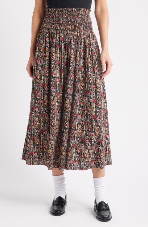 The Canary Floral A-Line Midi Skirt