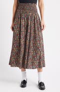 THE GREAT. The Canary Floral A-Line Midi Skirt