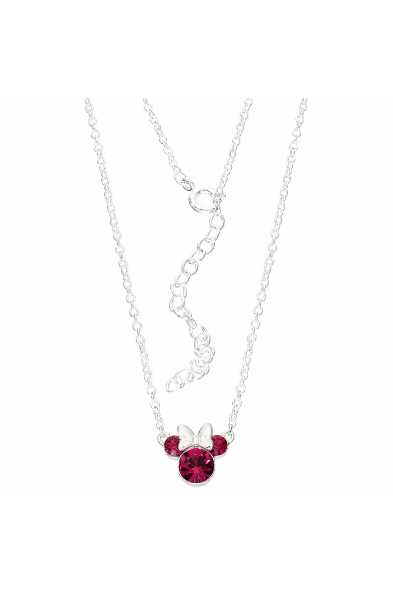 Minnie Mouse Birthstone Silver Plated Necklace, Alternate, color, Fuchsa